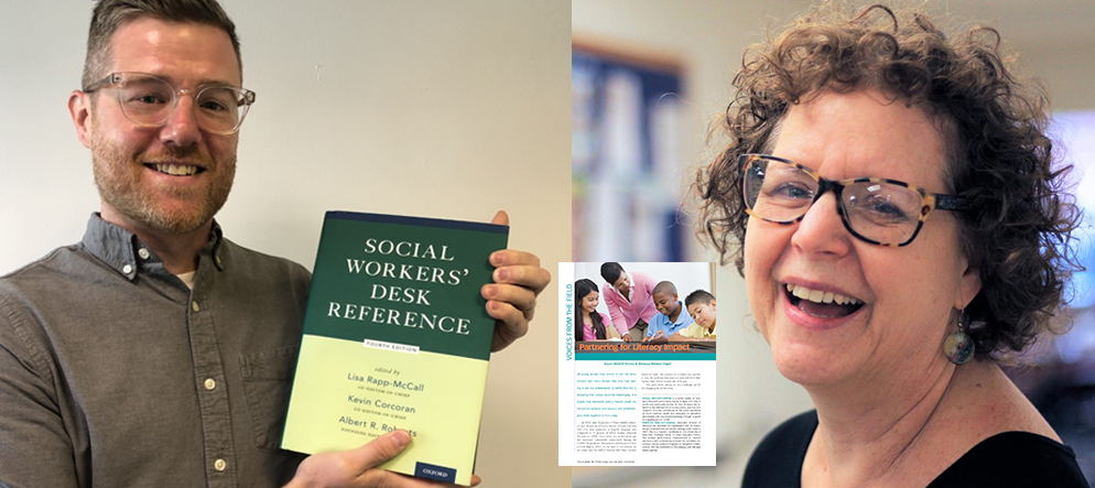 Side by side photos of Aaron Rooney and Susan Matloff-Nieves with their latest publications