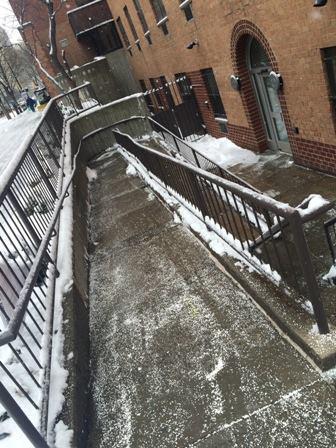 Walkway cleared in the winter for residents and seniors. 