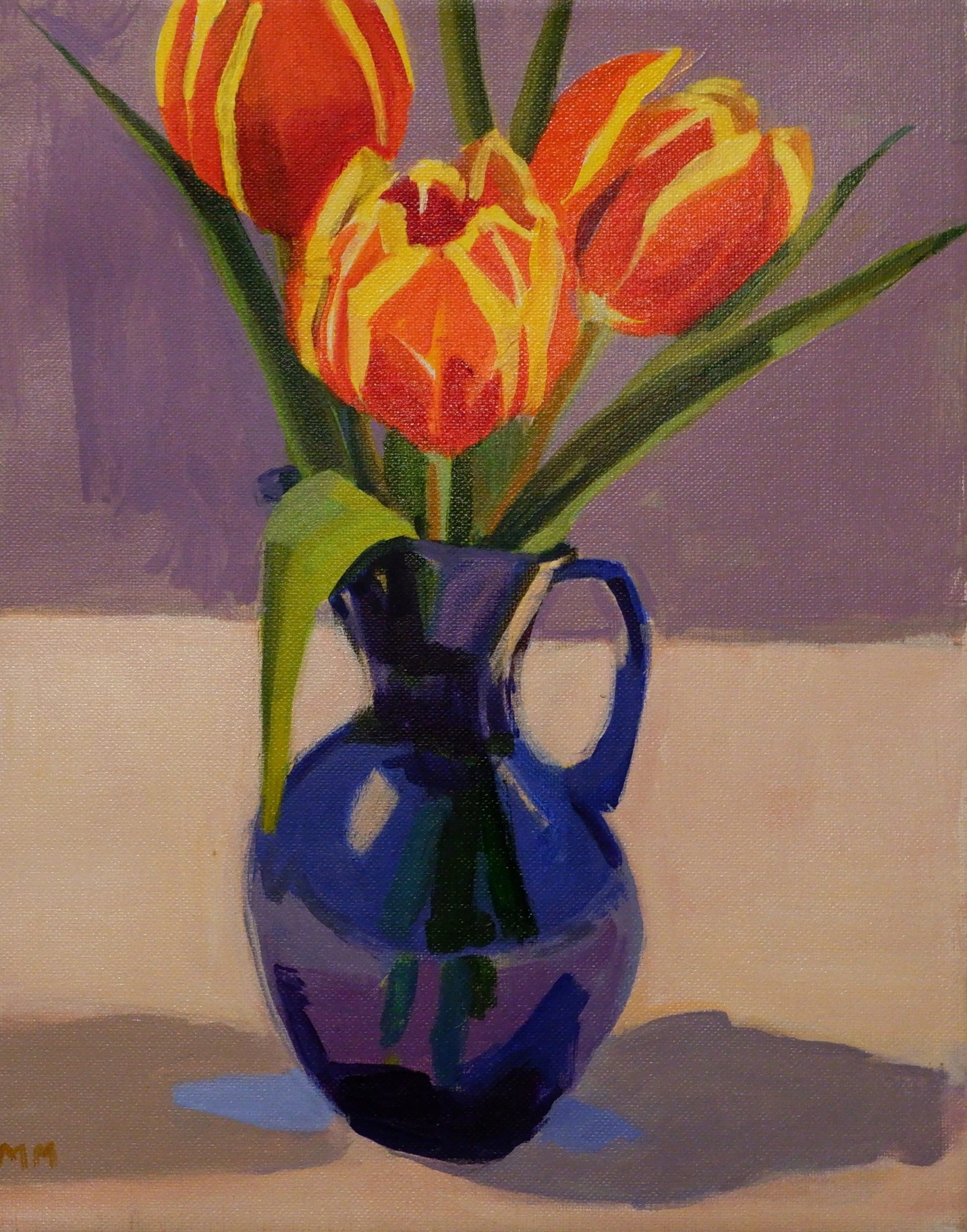 Tulips in a Blue Vase