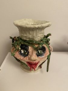 A flower vase sculpting of Medusa
