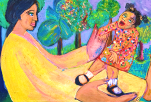 A painting of a woman and her daughter.