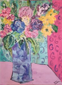 Painting of flowers in a vase 