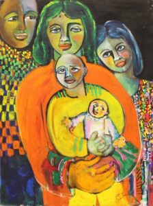A painting of a family.