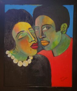 A painting of a couple.