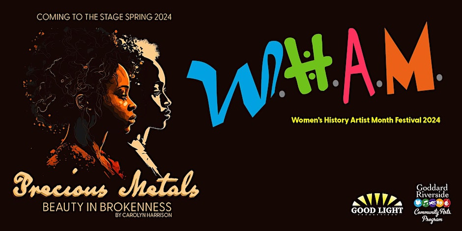 W.H.A.M. logo with a graphic of a woman and "Precious Metals Beauty in Brokenness"