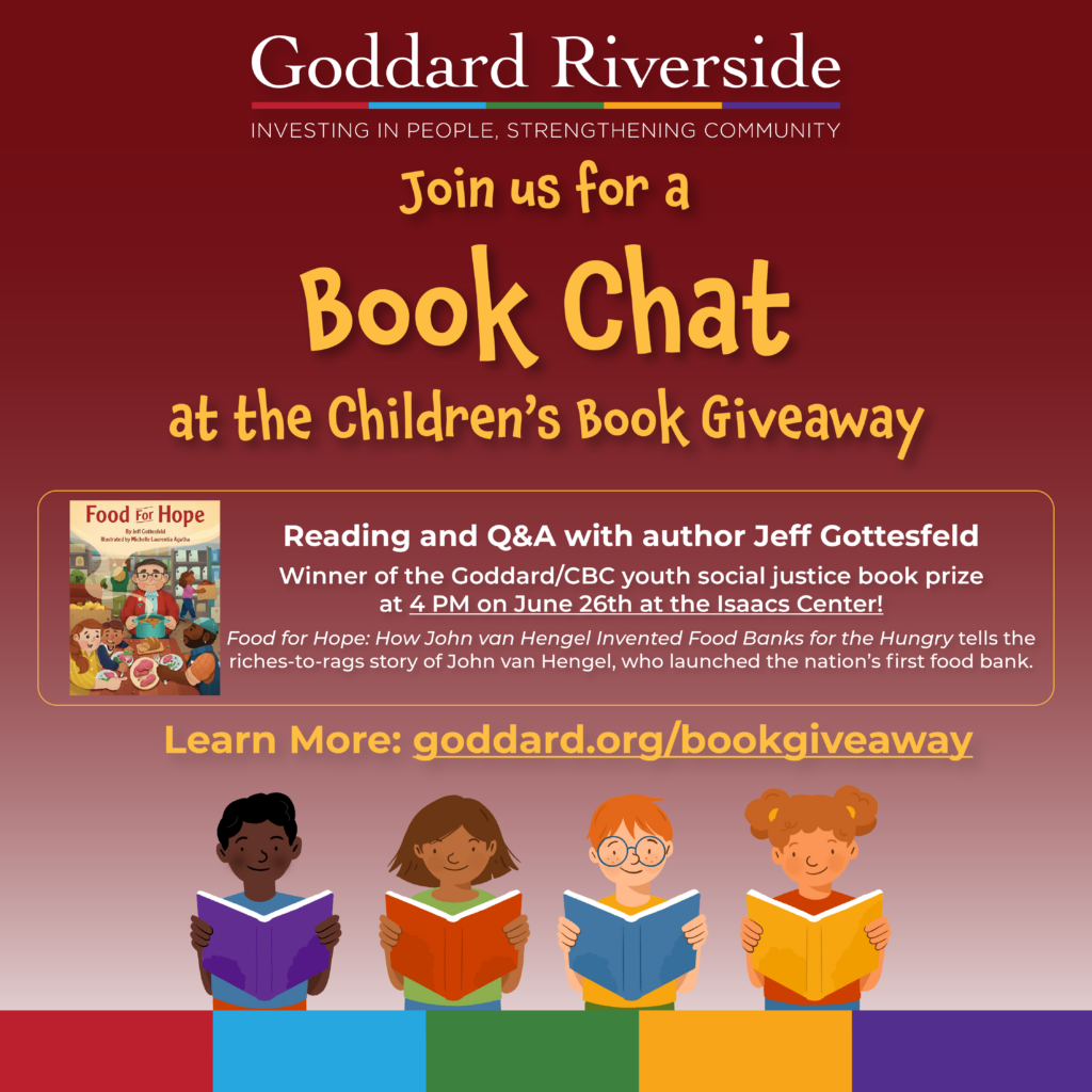 Flyer for Children's Book Chat with author Jeff Gottesfeld at the Book Giveaway event at the Isaacs Center.