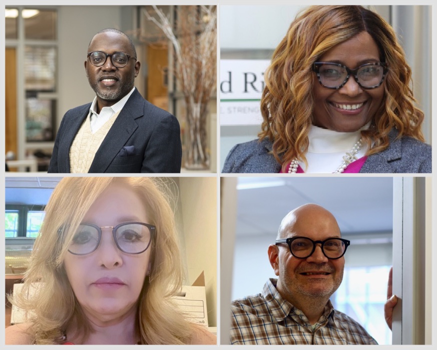 Collage of four headshots
