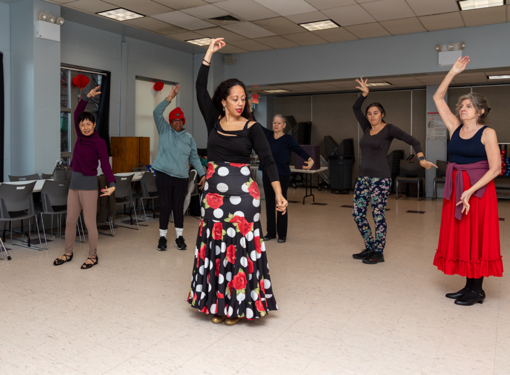 Older adults in a flamenco class